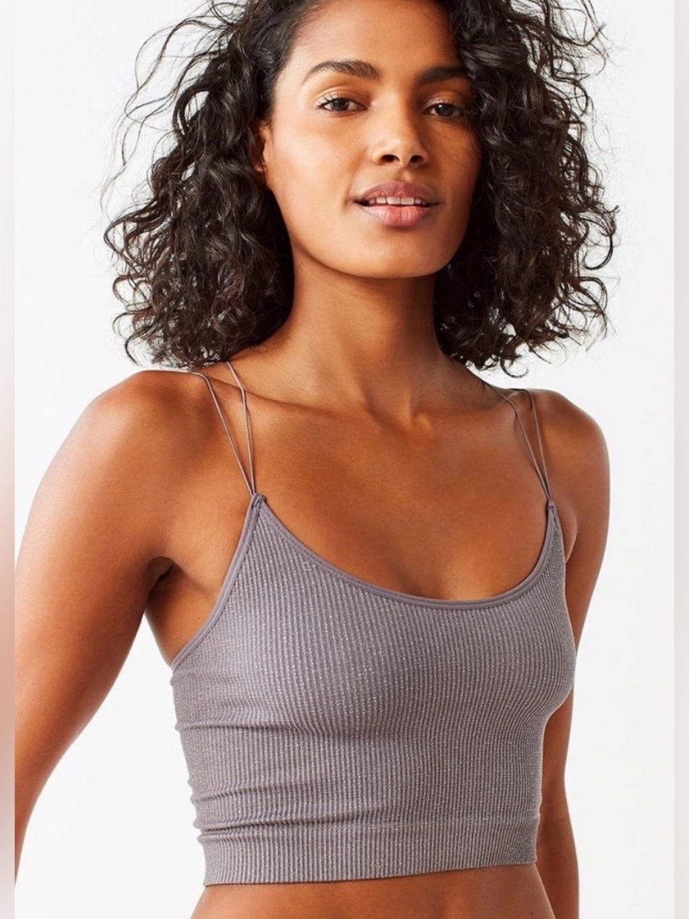 UO Out From Under Cindy Sparkle Seamless Cropped Tank Top